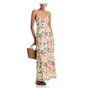 Aqua Pomegranate Print Maxi Dress